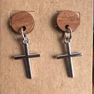 Silver Cross Dangle Earrings
